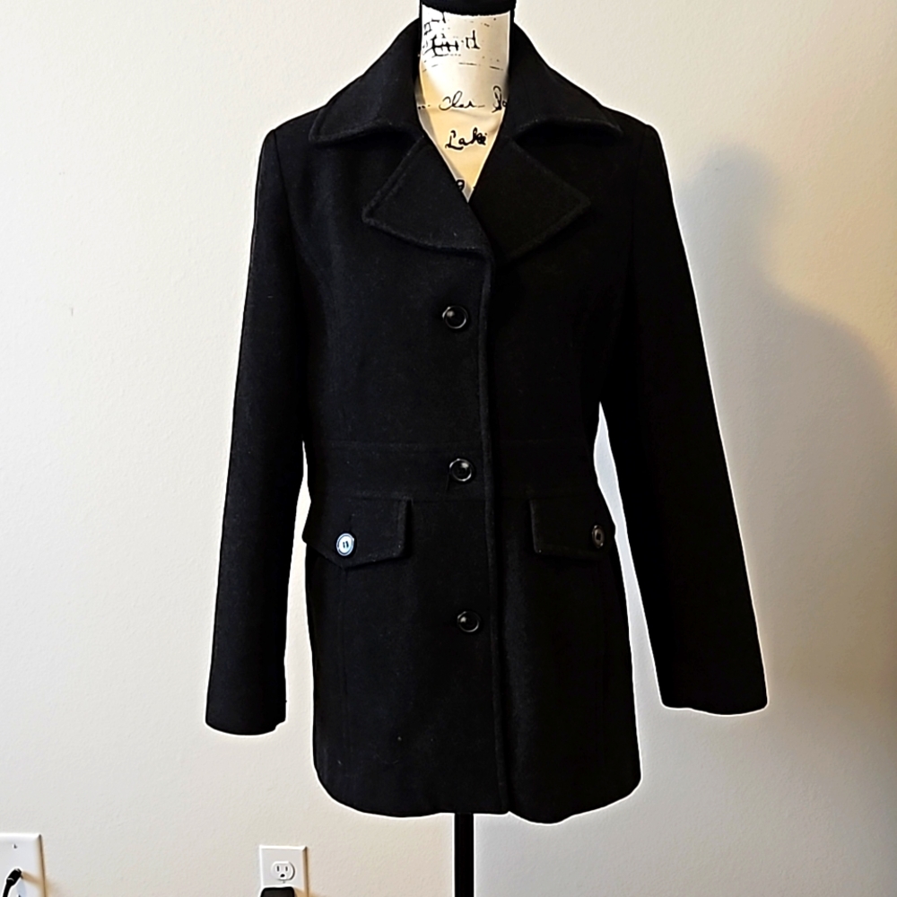 Anne Klein Women's Single-Breasted Notched-Collar Peacoat